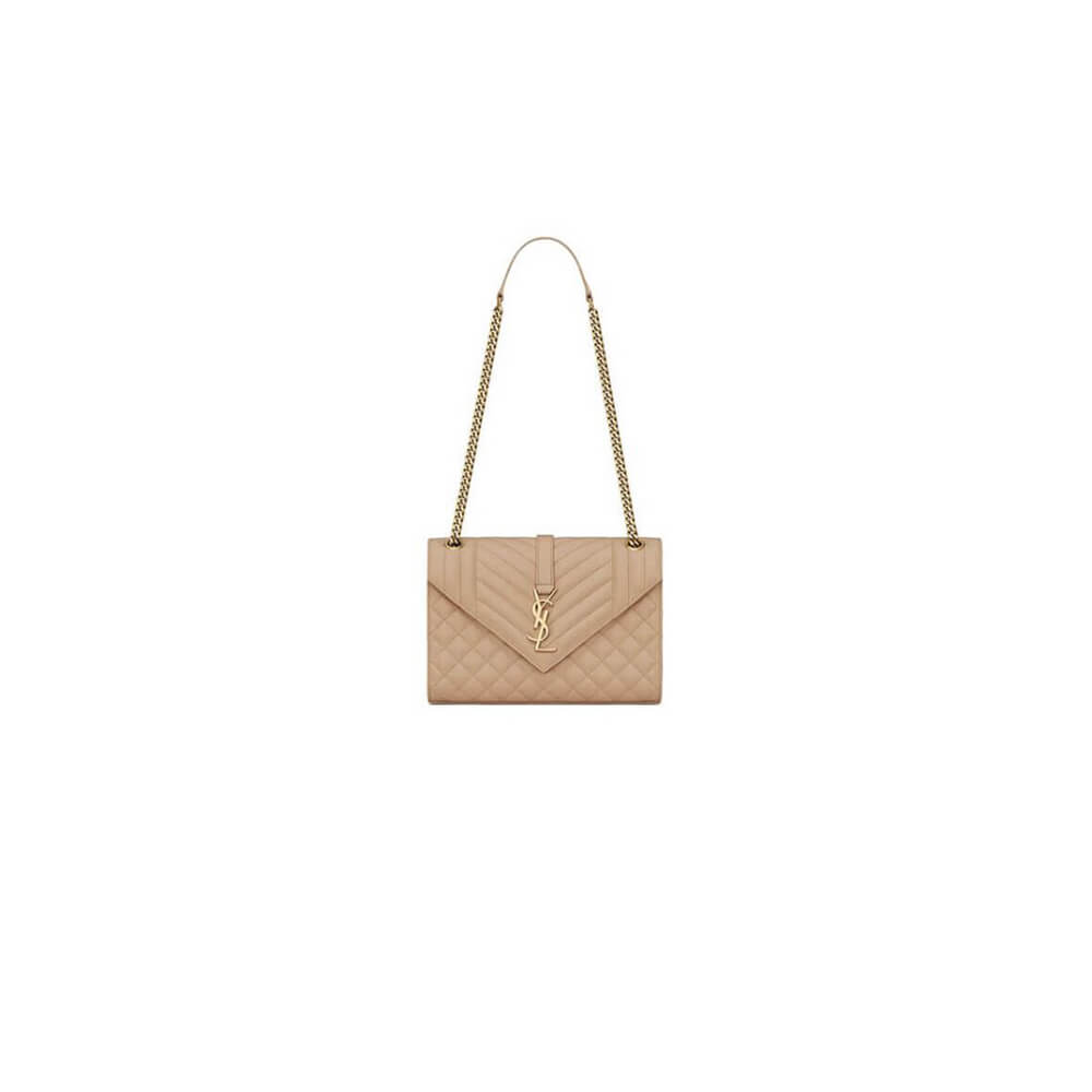 YSL ENVELOPE MEDIUM IN QUILTED GRAIN DE POUDRE EMBOSSED LEATHER
