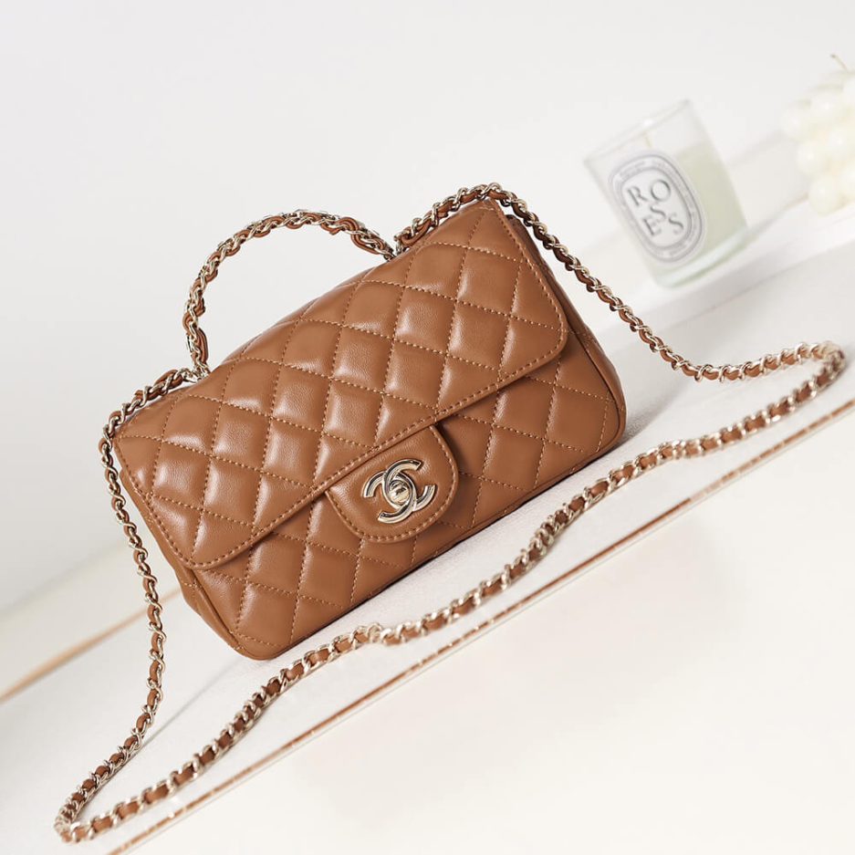 Ch*el mini flap with top handle